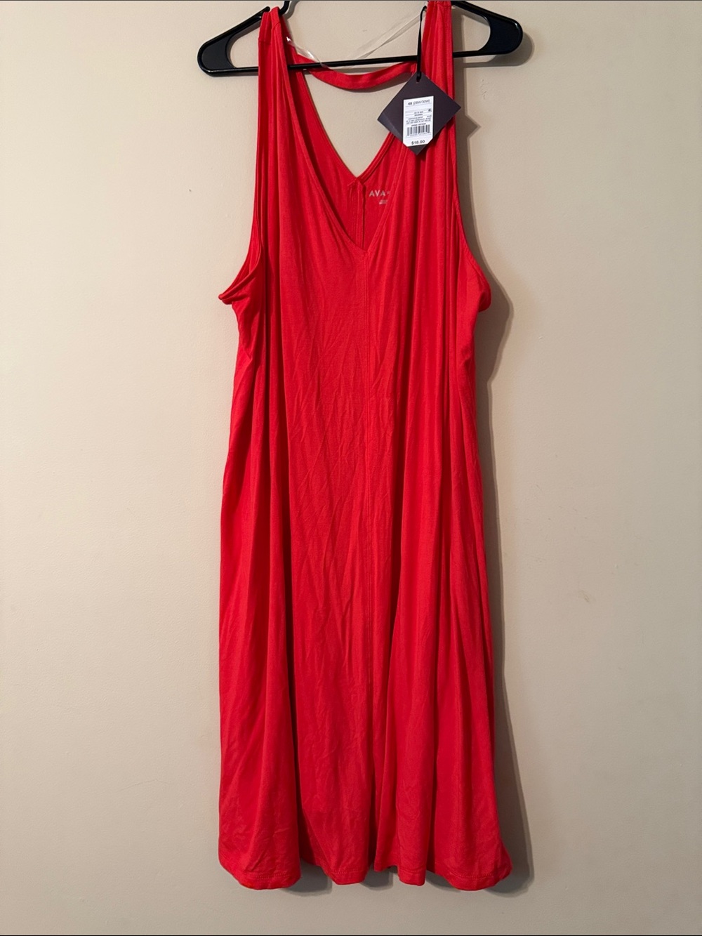 Ava & Viv Red Sleeveless V-Neck Midi Dress